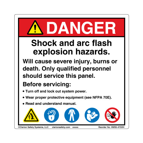 Danger/Shock and Arc Flash Label (HMS5-475DHP-)
