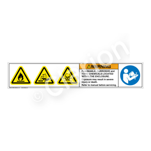 Warning/Flammable, Corrosive and Toxic Label (HMS-NRWHP-)