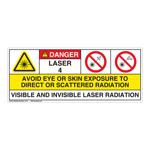 Danger/Visible & Invis Laser Radiation Class 4Label (IEC4006-)