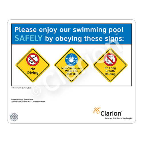 No Diving/Non-Swimmers Wear/No Long Breath Sign (WSS1754-37g-e) )