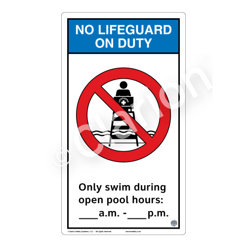 No Lifeguard on Duty/Only Swim During Sign (WSS2153-40b-e) )