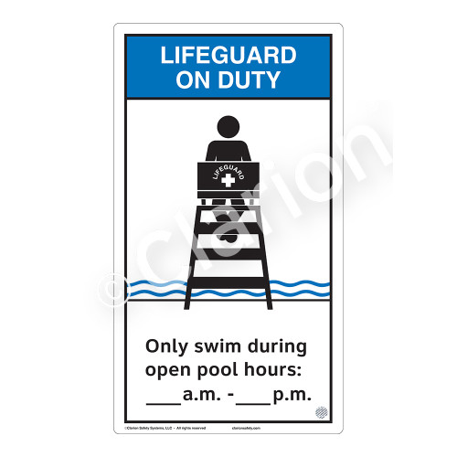 Lifeguard on Duty/Only Swim During Sign (WSS2154-40b-e) )