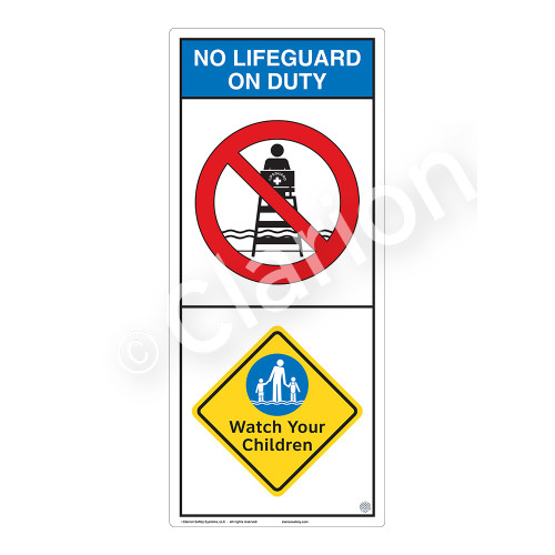 No Lifeguard on Duty/Watch Your Children Sign (WSS2201-05b-e) )