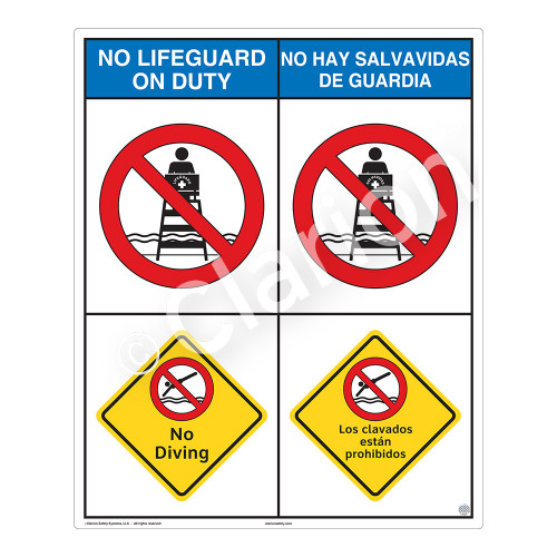 No Lifeguard on Duty/No Diving Sign (WSS2202-06b-esm) )
