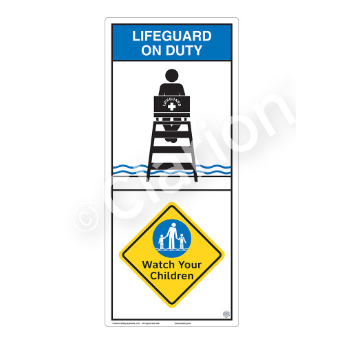 Lifeguard on Duty/Watch Your Children Sign (WSS2206-05b-e) )