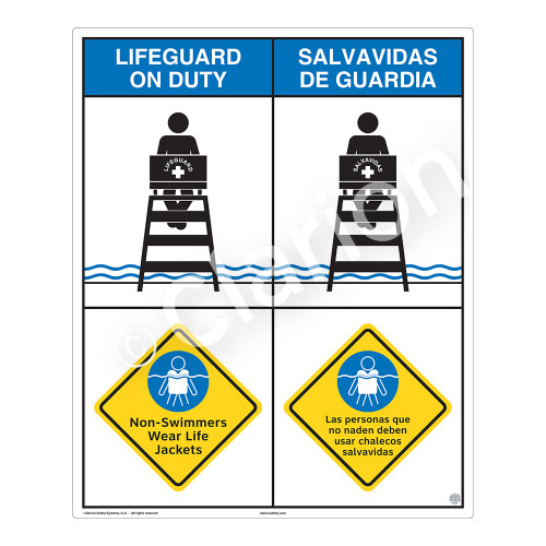 Lifeguard on Duty/Non-Swimmers Wear Sign (WSS2209-06b-esm))