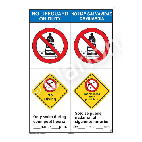 No Lifeguard on Duty/No Diving Sign (WSS2252-43b-esm) )