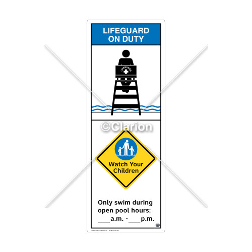 Lifeguard on Duty/Watch Your Children Sign (WSS2256-42b-e) )