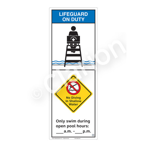Lifeguard on Duty/No Diving in Shallow Water Sign (WSS2258-42b-e) )