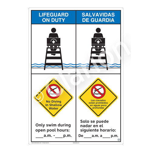 Lifeguard on Duty/No Diving Shallow WaterSign (WSS2258-43b-esm))