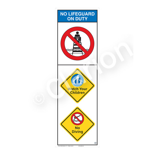 No Lifeguard on Duty/Watch Your Children Sign (WSS2301-07b-e) )