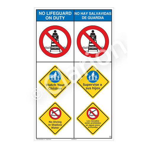 No Lifeguard on Duty/Watch Your Children Sign (WSS2302-08b-esm) )