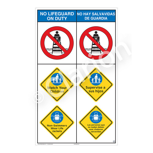 No Lifeguard on Duty/Watch Your Children Sign (WSS2303-08b-esm) )
