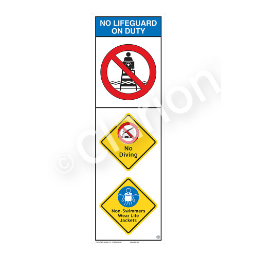 No Lifeguard on Duty/No Diving Sign (WSS2305-07b-e) )