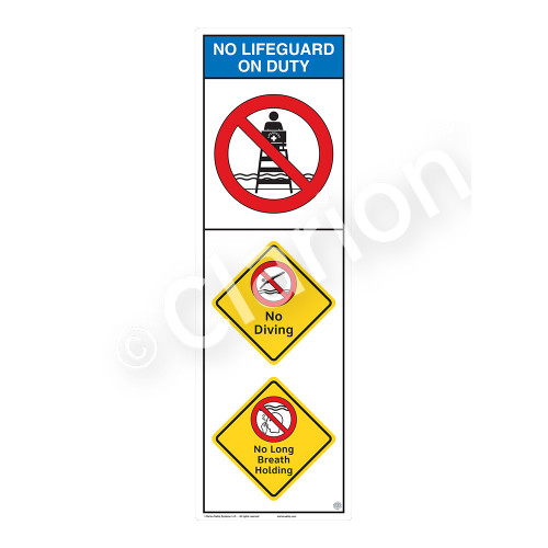 No Lifeguard on Duty/No Diving Sign (WSS2306-07b-e) )