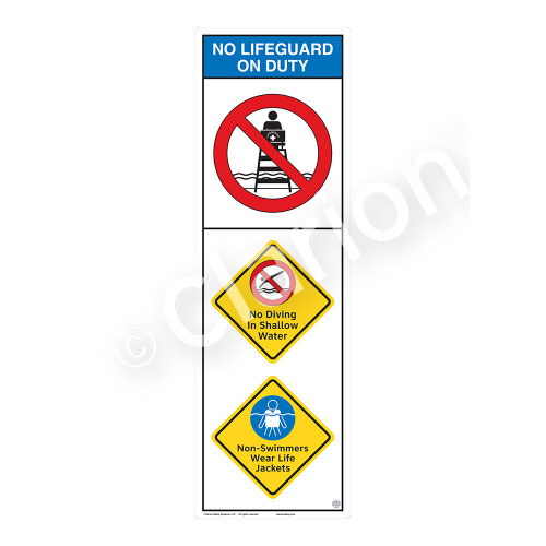 No Lifeguard on Duty/No Diving in ShallowSign (WSS2307-07b-e))