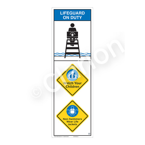 Lifeguard on Duty/Watch Your Children Sign (WSS2312-07b-e) )