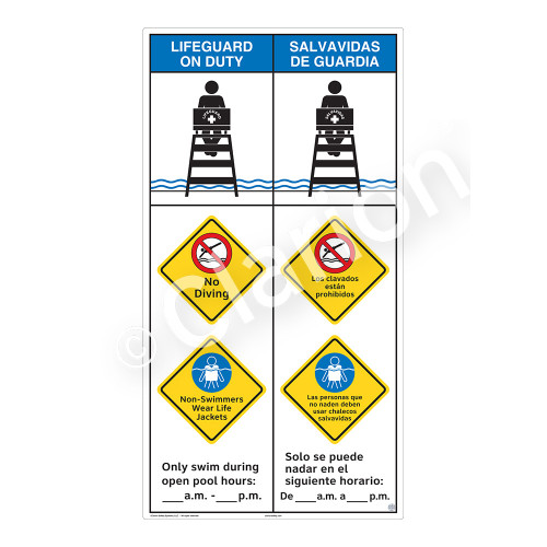 Lifeguard on Duty/No Diving Sign (WSS2364-45b-esm) )