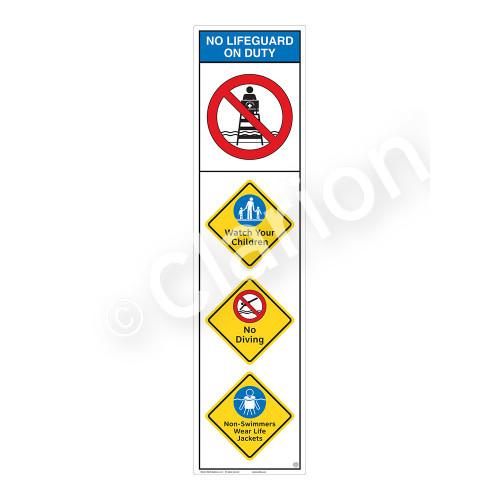 No Lifeguard on Duty/Watch Your Children Sign (WSS2401-09b-e) )