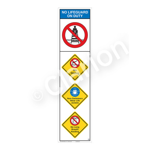No Lifeguard on Duty/No Diving Sign (WSS2405-09b-e) )
