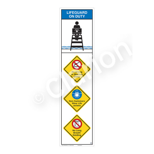 Lifeguard on Duty/No Diving in Shallow Water Sign (WSS2412-09b-e) )