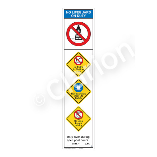 No Lifeguard on Duty/No Diving Shallow WaterSign (WSS2456-46b-e))