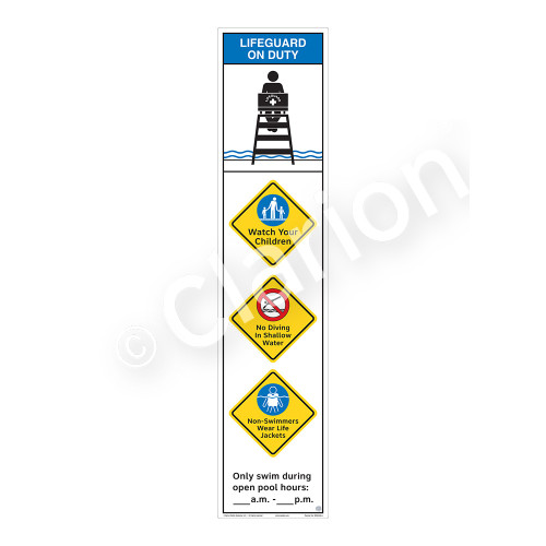 Lifeguard on Duty/Watch Your Children Sign (WSS2459-46b-e) )