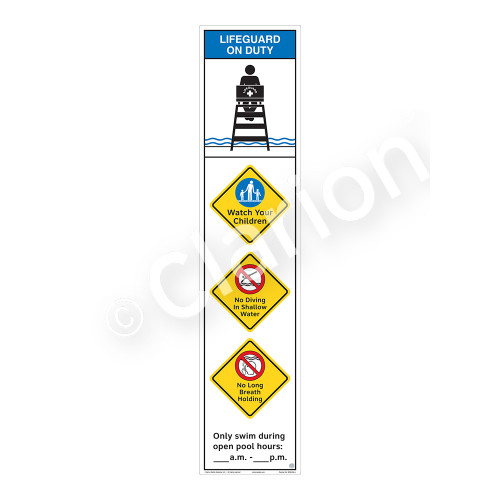 Lifeguard on Duty/Watch Your Children Sign (WSS2460-46b-e) )