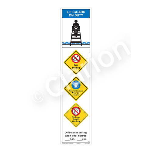 Lifeguard on Duty/No Diving Sign (WSS2461-46b-e) )