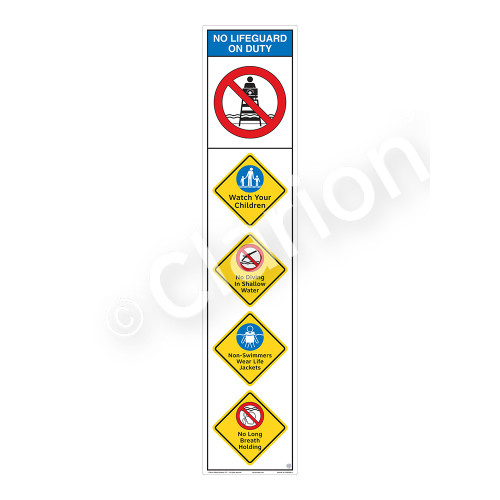 No Lifeguard on Duty/Watch Your Children Sign (WSS2502-11b-e) )