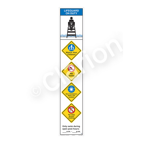 Lifeguard on Duty/Watch Your Children Sign (WSS2553-48b-e) )