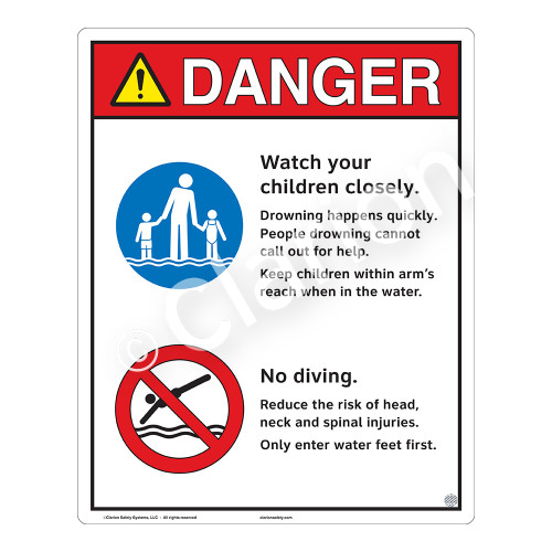 Danger/Watch Your Children Sign (WSS3206-19b-e) )