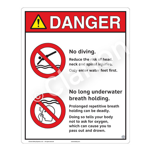 Danger/No Diving Sign (WSS3211-19b-e) )
