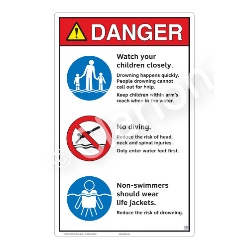 Danger/Watch Your Children Sign (WSS3310-23b-e) )