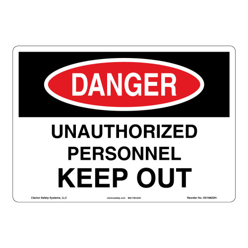 Danger/Unauthorized Personnel Sign (OS1082DH-)