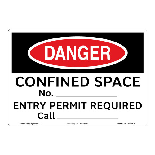 Danger/Confined Space Sign (OS1103DH-)