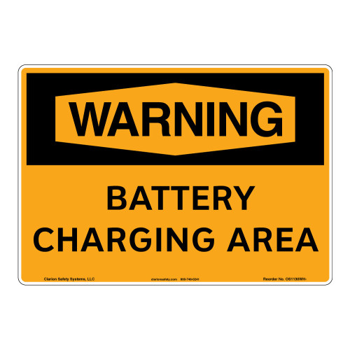 Warning/Battery Charging Area Sign (OS1130WH-)