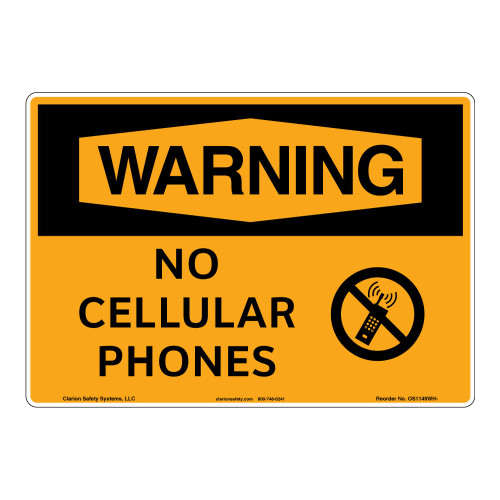 Warning/No Cellular Phones Sign (OS1149WH-)