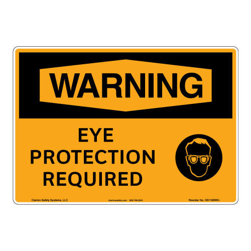 Warning/Eye Protection Required Sign (OS1169WH-)
