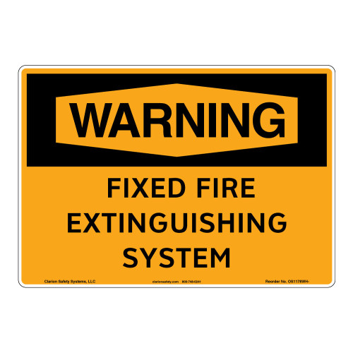 Warning/Fixed Fire Extinguishing System Sign (OS1178WH-)