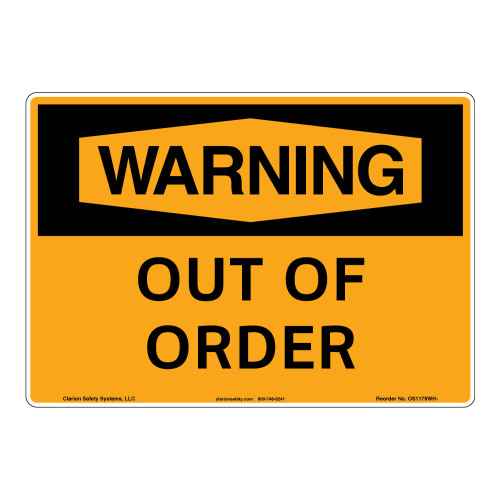 Warning/Out of Order Sign (OS1179WH-)