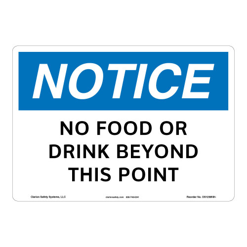 Notice/No Food or Drink Sign (OS1238NH-)