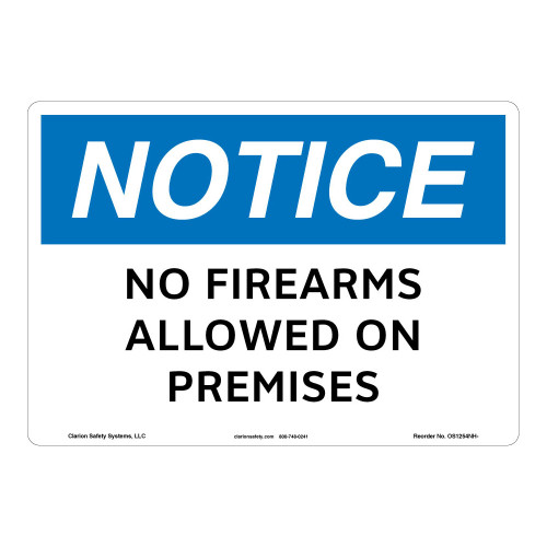 Notice/No Firearms Sign (OS1254NH-)