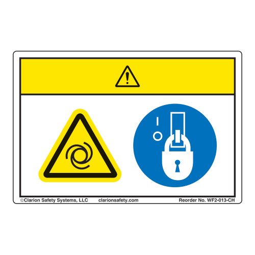 Caution/Equipment Starts Automatically Label (WF2-013-CH)