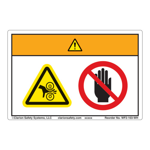 Warning/Entanglement Hazard Label (WF2-103-WH)