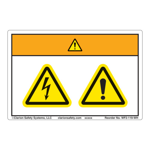 Warning/Electric Shock Hazard Label (WF2-119-WH)