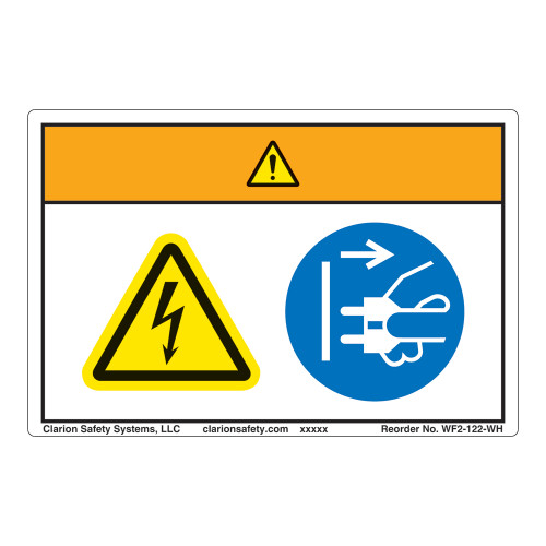Warning/Hazardous Voltage Label (WF2-122-WH)