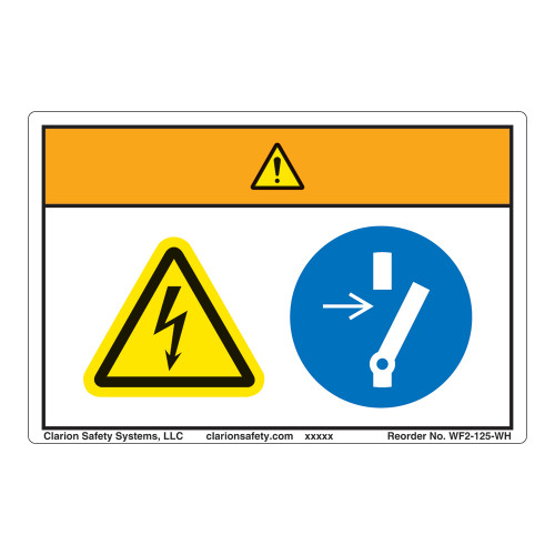 Warning/Hazardous Voltage Label (WF2-125-WH)