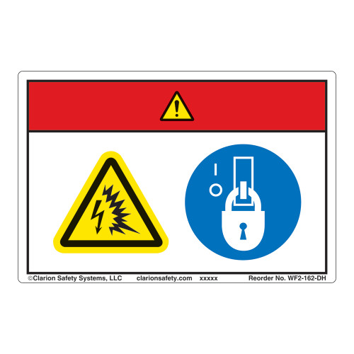 Danger/Arc Flash and Shock Hazards Label (WF2-162-DH)