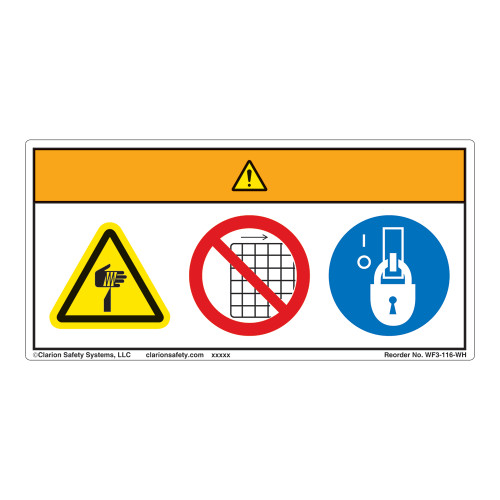 Warning/Cut Hazard Label (WF3-116-WH)